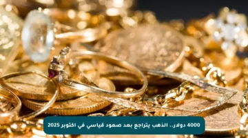 4000 دولار.. الذهب يتراجع بعد صعود قياسي في أكتوبر 2025